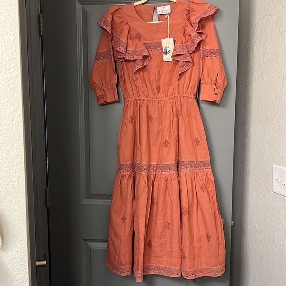 Kopal Anthropologie Women’s Janki Dress Brick Block Print Size XS 2-4 - Picture 8 of 15